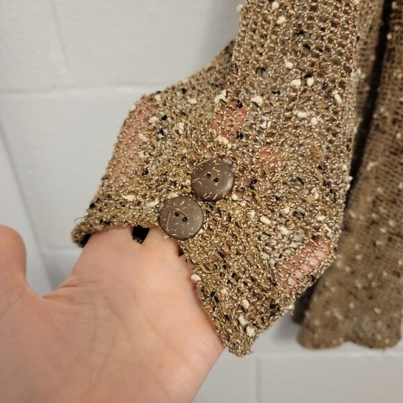 Katie Todd Lagenlook Fishnet Jacket Cardigan Open Front Earthtone Medium 389 - Picture 5 of 11